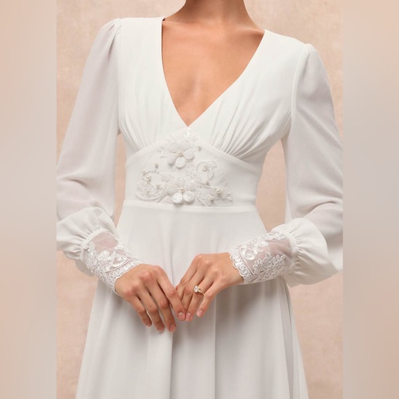 NWT Lulus Angelic Adoration White Backless Maxi Dress Size Medium - Picture 4 of 9